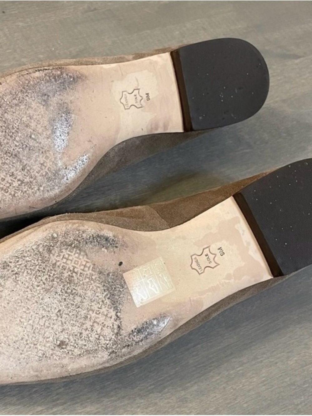Tory Burch Taupe Suede Logo Medallion Loafers - Picture 5 of 8